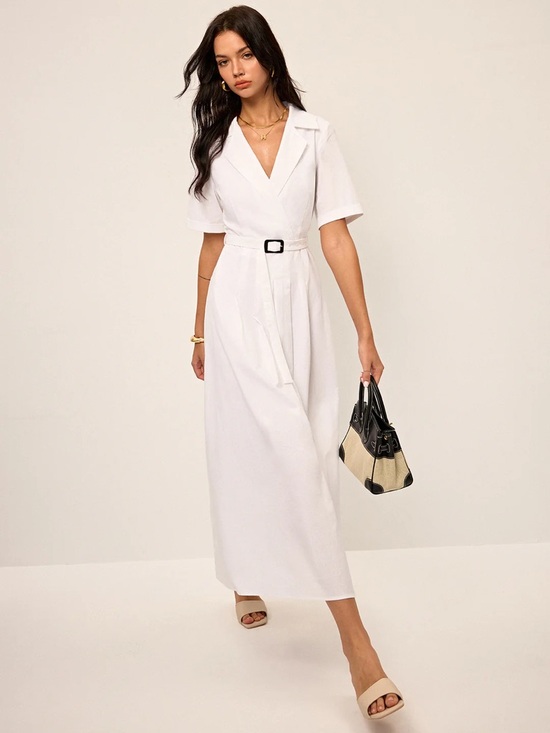 Commense Dresses & Skirts - 52 Linen & Blend Belted Pleated Shirt Dress